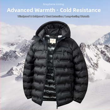 Lastele grafen-tehnoloogia soojendusega kapuutsiga talvetakki paksenenud polüester täitega