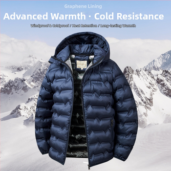 Lastele grafen-tehnoloogia soojendusega kapuutsiga talvetakki paksenenud polüester täitega