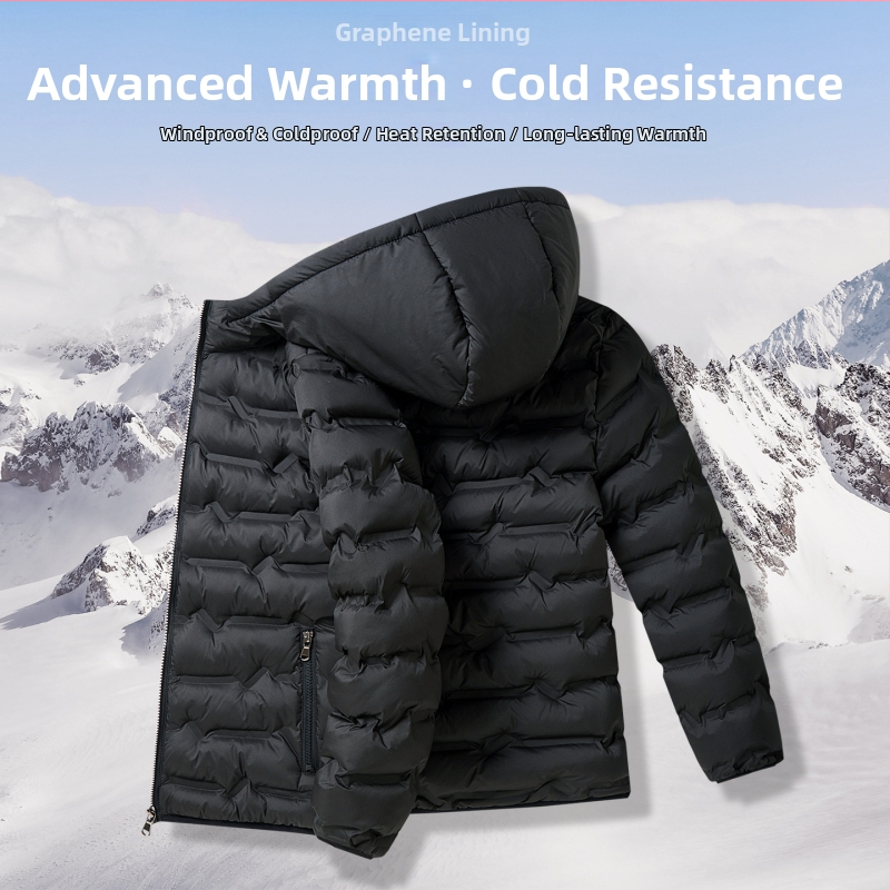 Bērnu grafēna tehnoloģijas termo jaka ar kapuci ziemai, ar biezinātu poliesteru pildījumu