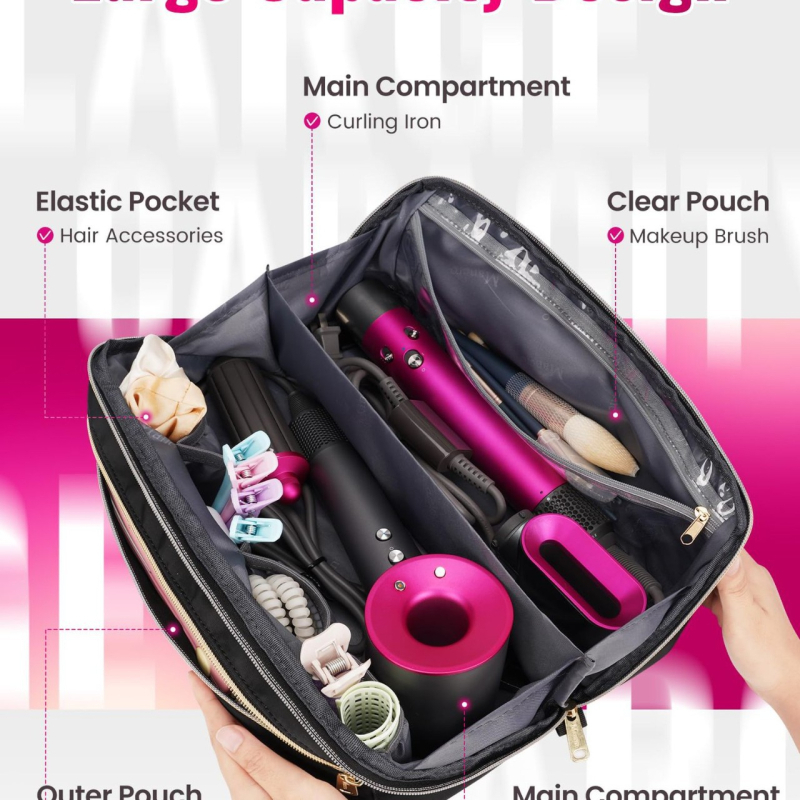 Персонализиран окачващ се органайзер за съхранение за сешоар и преса за коса, кубичен, Oxford плат, многофункционален, пътуване