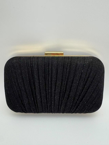 Дамска клъч чанта - твърд корпус, плисирана вечерна линия, малък квадрат (полиестер, заключване, MOONFLOWER)