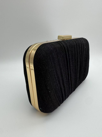 Дамска клъч чанта - твърд корпус, плисирана вечерна линия, малък квадрат (полиестер, заключване, MOONFLOWER)