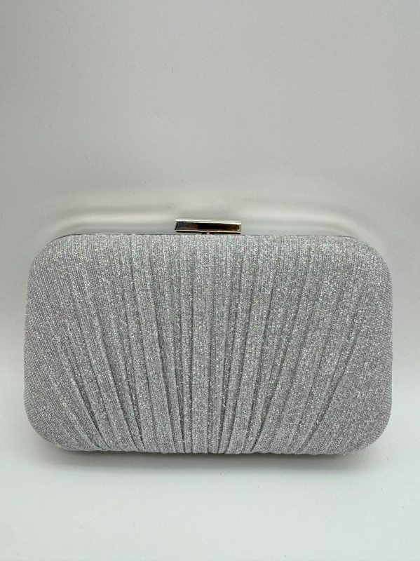 Дамска клъч чанта - твърд корпус, плисирана вечерна линия, малък квадрат (полиестер, заключване, MOONFLOWER)