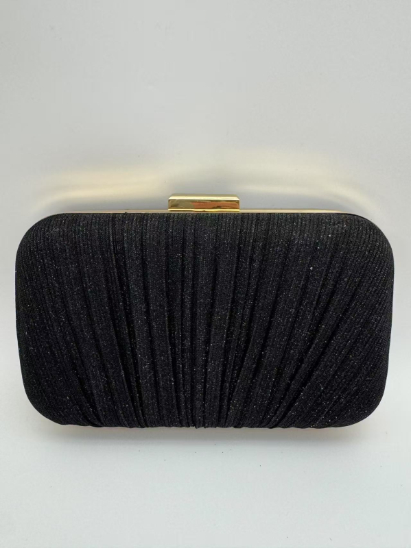 Дамска клъч чанта - твърд корпус, плисирана вечерна линия, малък квадрат (полиестер, заключване, MOONFLOWER)