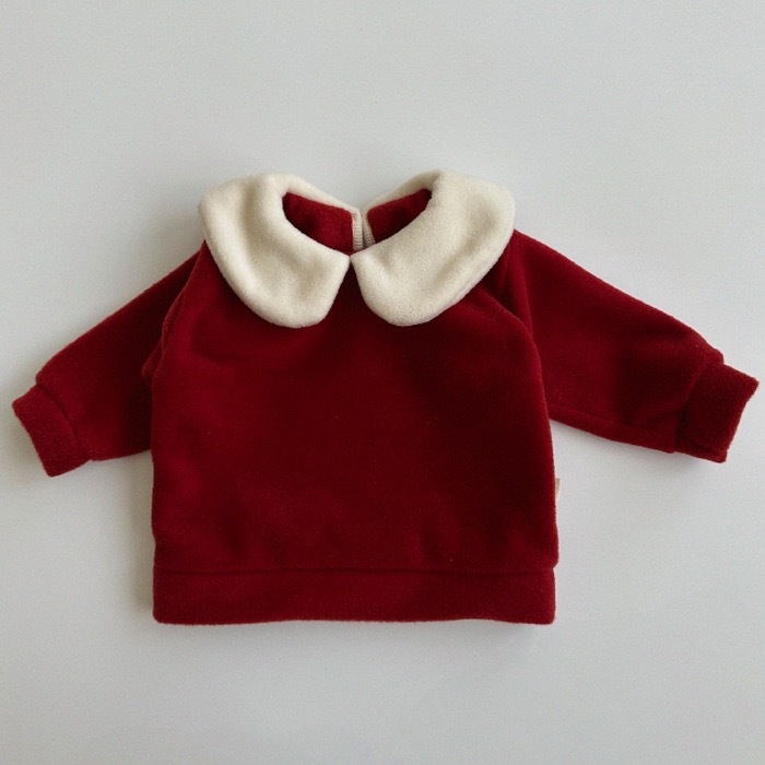 Зимен комплект за деца от две части, корейски стил, дебел памук (85%), дълги ръкави, пуловер без качулка, едноцветен, за деца 1–3 години