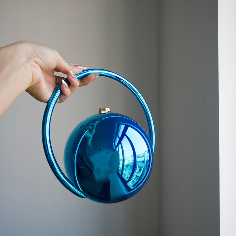 Akrüülkõrvakäekott marmormustriga, sfääriline õhtukott lukustusega, vooderita, sisemine dokumendikott