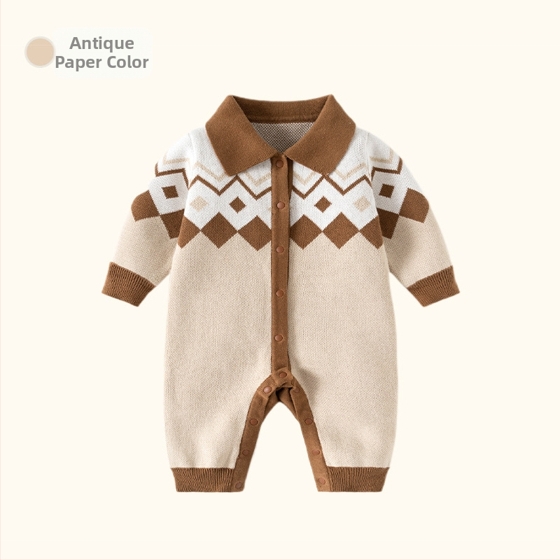 Briti stiilis kudum beebi kombinesoon - 100% puuvill, paks trikotaaž, pikad varrukad, sobib mõlemale soole beebile, ühe riviga kinnitamine