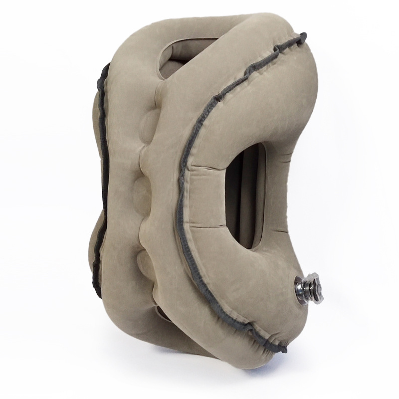 Надуваема туристическа възглавница с флокирана повърхност, екологично чист PVC, дебелина 0,4 мм, тегло 0,5 кг, модел 2310031, марка KX