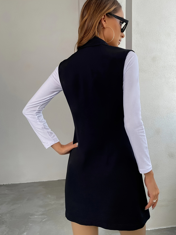 Жилетка със сако яка - дълга, 80–100 см, 3D модел, 95% полиестер, пролет 2025, за жена