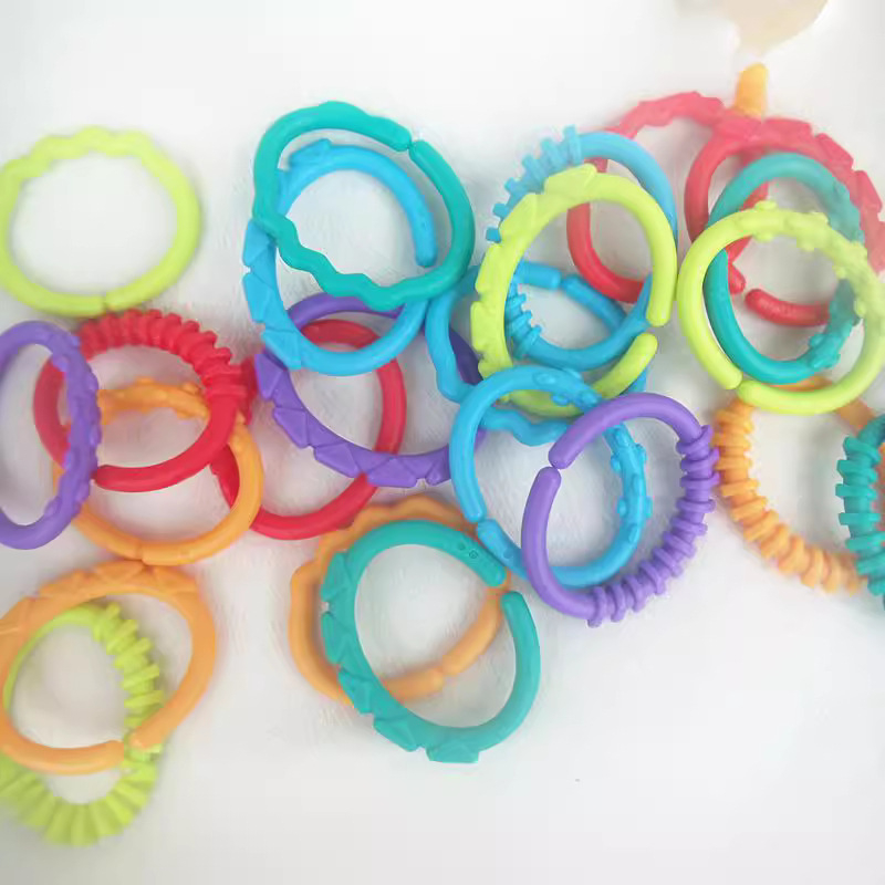 Дъгова пръстенова зъбка за бебета, 0-3 години, образователна интерактивна 3D пластмасова играчка