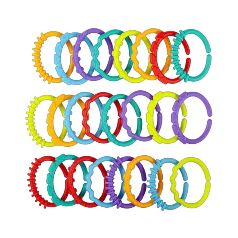 Дъгова пръстенова зъбка за бебета, 0-3 години, образователна интерактивна 3D пластмасова играчка