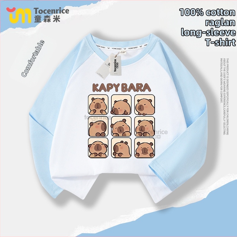 Laste puuvillane pikkade varrukatega T-särk, Casual stiil, multikas motiiviga, Sügis 2024, Unisex, alates 8-aastastest