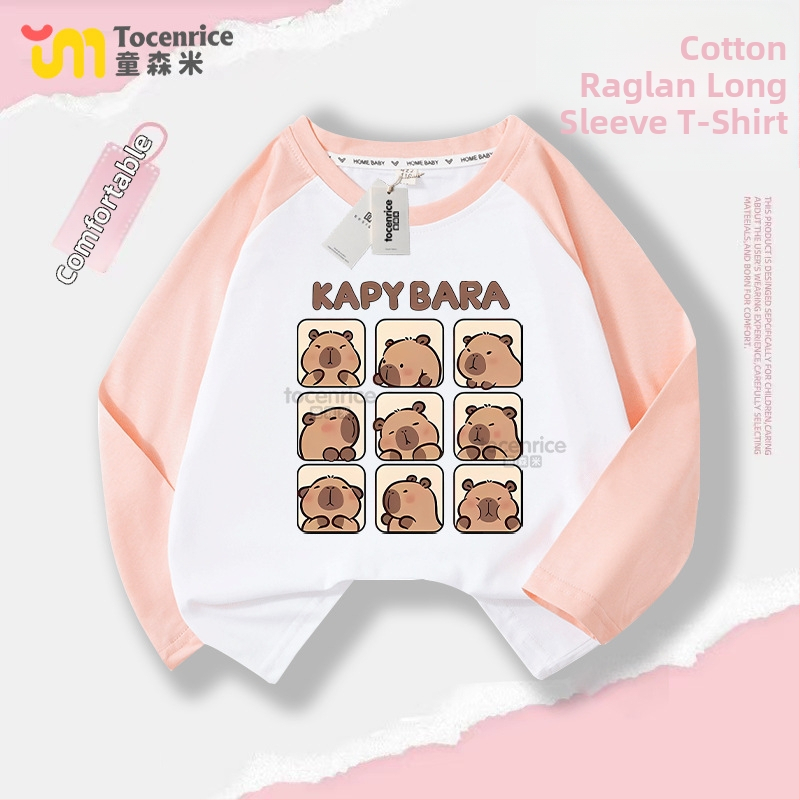 Bērnu kokvilnas garām piedurknēm T-krekls, Casual stils, ar multfilmas motīvu, Rudens 2024, Unisex, no 8 gadiem