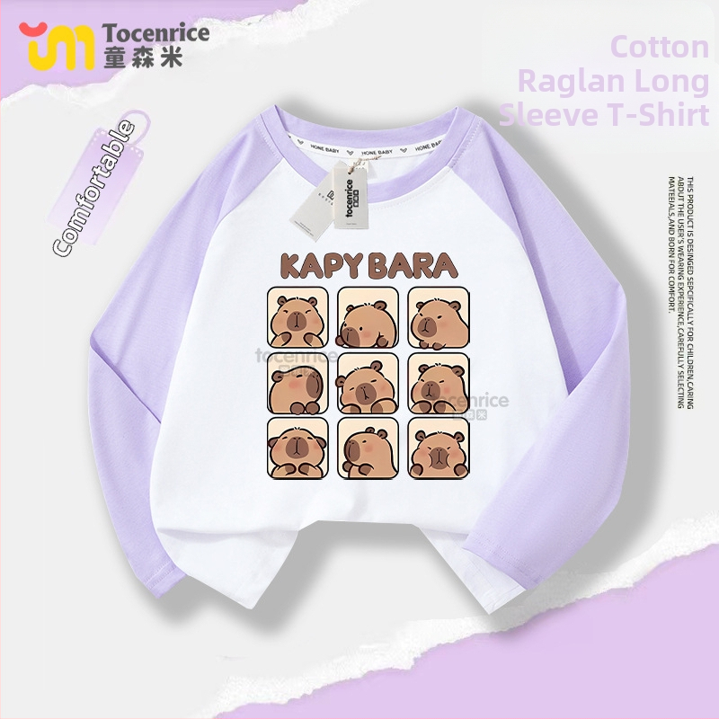 Bērnu kokvilnas garām piedurknēm T-krekls, Casual stils, ar multfilmas motīvu, Rudens 2024, Unisex, no 8 gadiem