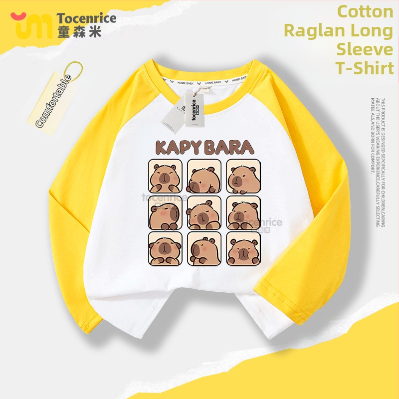 Bērnu kokvilnas garām piedurknēm T-krekls, Casual stils, ar multfilmas motīvu, Rudens 2024, Unisex, no 8 gadiem