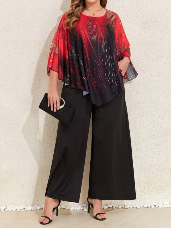 Елегантен гащеризон с принт на фойерверки и мрежести панели, задна ципа, странични джобове, еластичен полиестер, къси широки крачоли