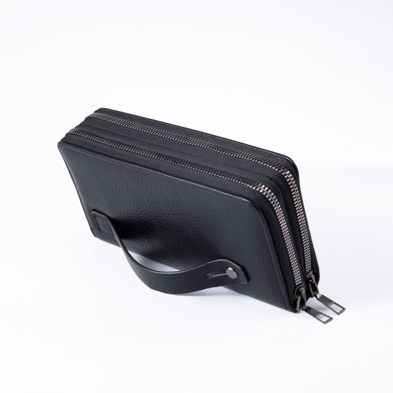 Vyrinė ilga PU piniginė su dvejais skyreliais kortelėms, keli kortelių skyriai, užsegama kišenė su virve, 185 g