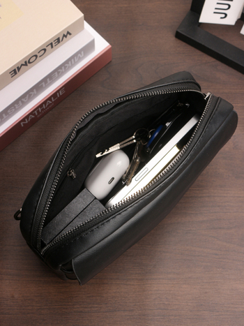 HOVIS PU мъжка клъч чанта – стил Бизнес елит, едноцветен дизайн, PU облицовка