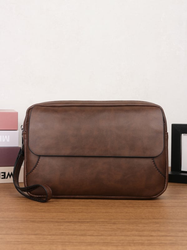 HOVIS PU мъжка клъч чанта – стил Бизнес елит, едноцветен дизайн, PU облицовка