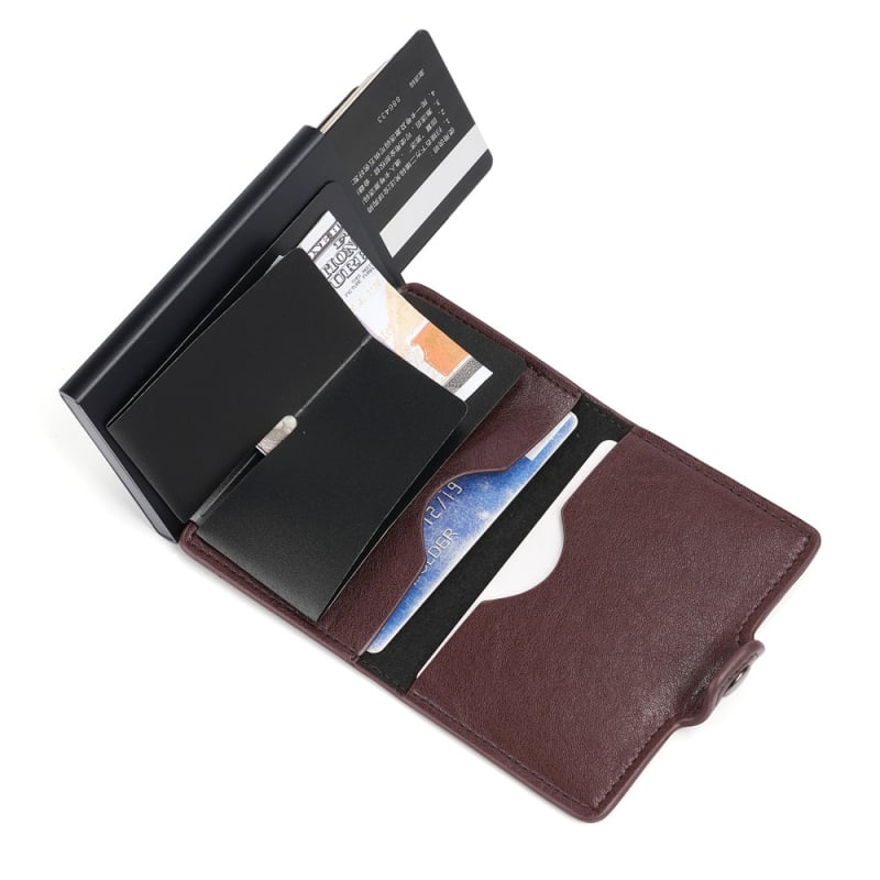 PU картодържател за банкови карти с RFID защита – унисекс, разширяем капацитет, антифрод защита, пролет 2025