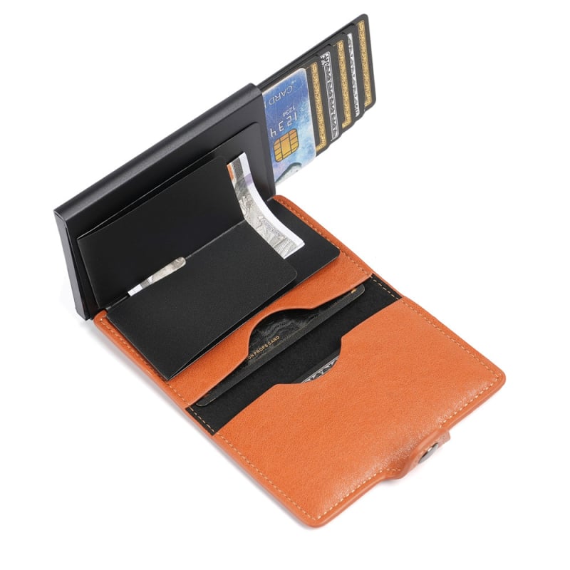 PU картодържател за банкови карти с RFID защита – унисекс, разширяем капацитет, антифрод защита, пролет 2025