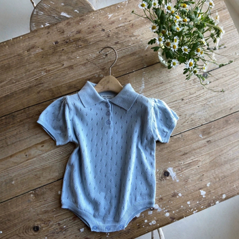 Гащеризон за бебета и деца - 100% памук, корейски стил, къс ръкав, унисекс, за деца 1–3 години