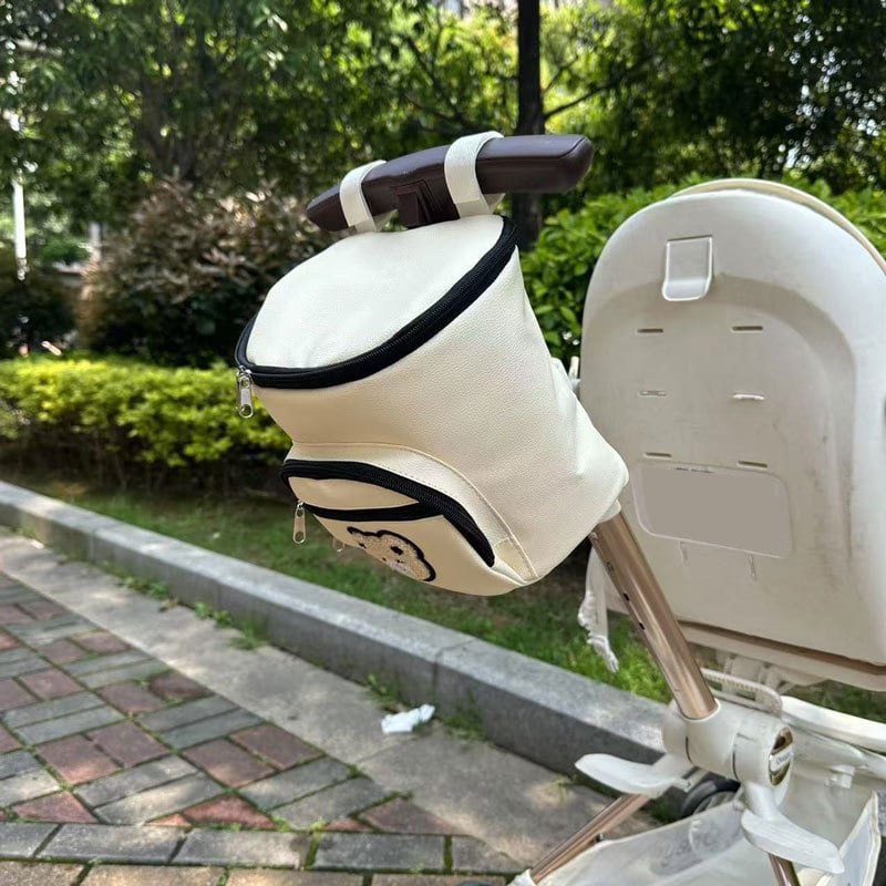 Закачваща чантичка за бебешка количка, голям капацитет, изкуствена кожа, универсална съвместимост