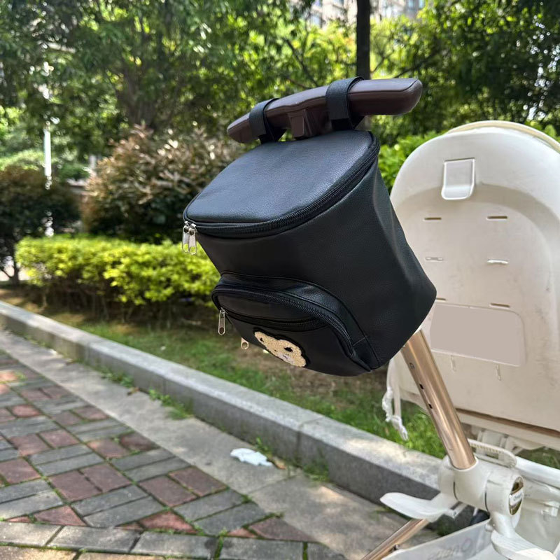 Закачваща чантичка за бебешка количка, голям капацитет, изкуствена кожа, универсална съвместимост