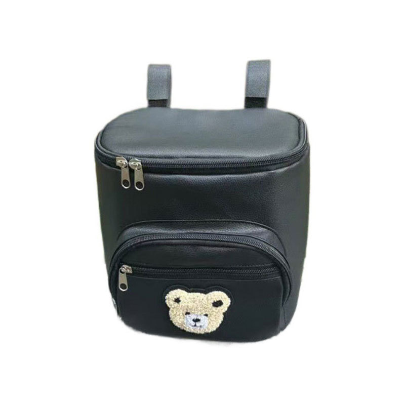 Закачваща чантичка за бебешка количка, голям капацитет, изкуствена кожа, универсална съвместимост