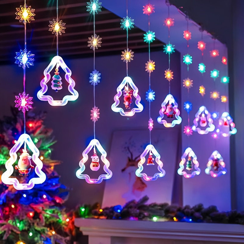 LED завеса светлина с 120 диода, IP44, USB захранване, дистанционно, 3000K, карикатурна форма, коледна украса