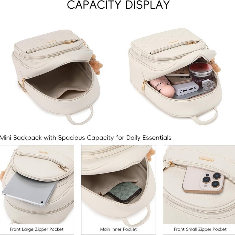 Γυναικείο σακίδιο | Φρέσκο και γλυκό στιλ, PU υλικό (Άνοιξη 2025, Άνοιγμα με φερμουάρ, Αδιάβροχο, Εσωτερικές τσέπες, Πολυεστερική επένδυση)