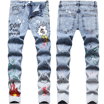 Джинси в стил Хип-хоп, патчворк разкъсан, тясна кройка, средна талия, памук 85%, ципова закопчалка, четири сезона