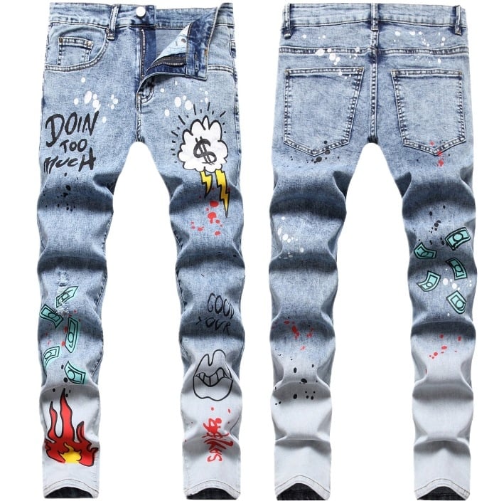 Джинси в стил Хип-хоп, патчворк разкъсан, тясна кройка, средна талия, памук 85%, ципова закопчалка, четири сезона