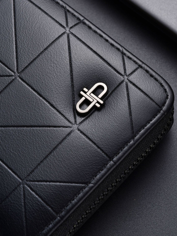 Vyrinė ilga piniginė su užtrauktuku, PU medžiaga, dviejų plokščių dizainas, verslo stilius, vieno spalvos raštas, poliesterio įdaila