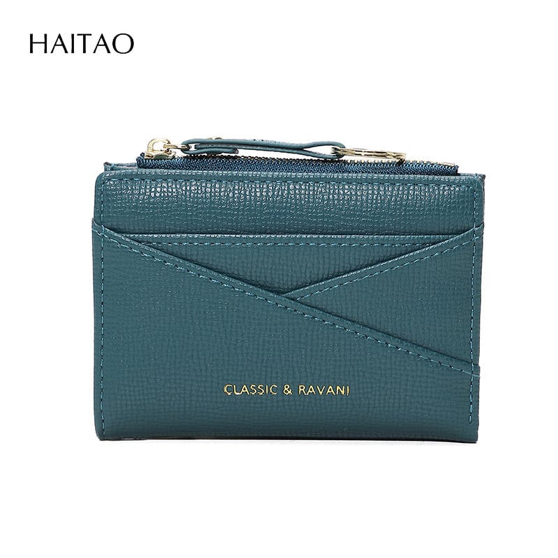 HAITAO Λεπτό δίφυλλο πορτοφόλι για κάρτες με κλειδοθήκη και θήκη νομισμάτων — PU υλικό, street style, μονοχρωματικό σχέδιο, επένδυση πολυεστερής, Χειμερινή σεζόν 2025