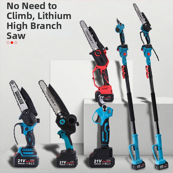 Elektriskā zaru zāģis ar pagarināšanas kātu un augstu zariem piemērotu rokturi, 21V tīkla barošana, dzelzs ķēde