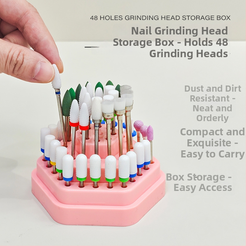 Sešstūrīga 48 caurumu uzglabāšanas un demonstrēšanas kārba nagu šlifēšanas galviņām