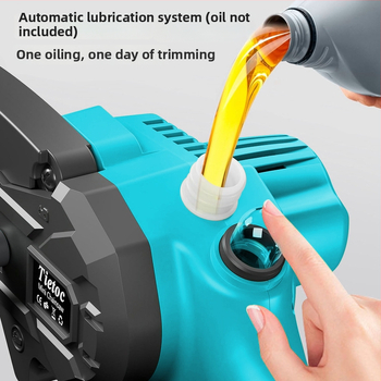 Elektriskā ķēdes zāģis ar uzlādējamu litija bateriju, 21V, kaltas tērauda ķēde