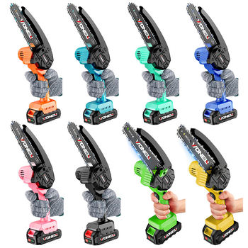 Elektriskā ķēdes zāģis ar uzlādējamu litija bateriju, 21V, kaltas tērauda ķēde