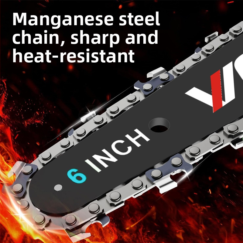 Elektriskā ķēdes zāģis ar uzlādējamu litija bateriju, 21V, kaltas tērauda ķēde