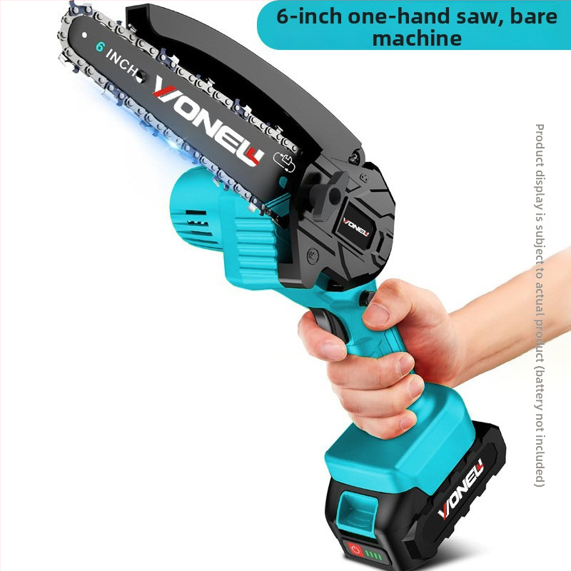 Elektriskā ķēdes zāģis ar uzlādējamu litija bateriju, 21V, kaltas tērauda ķēde