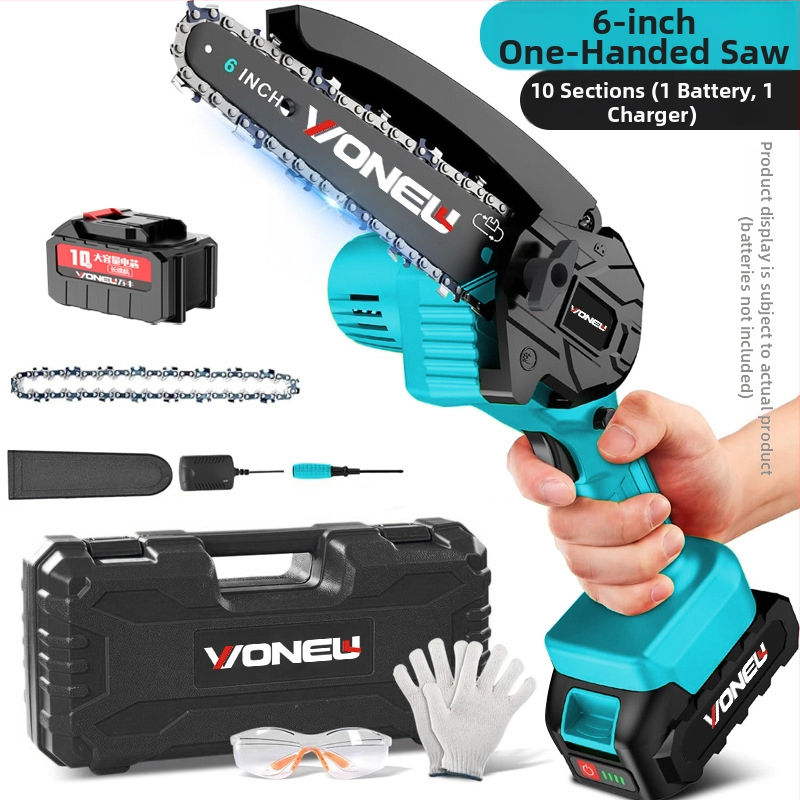 Elektriskā ķēdes zāģis ar uzlādējamu litija bateriju, 21V, kaltas tērauda ķēde