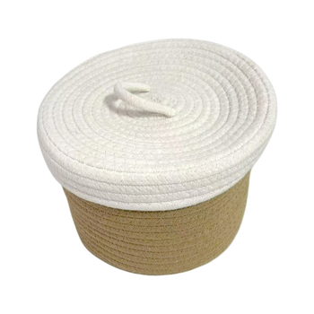 Hoiukorv koos kaanega-01, puuvillane lõng, kaasaegne minimalistlik stiil, sobib aluspesule, kaugjuhtimispultidele, kontoritarveteks, kosmeetikale ja ehete ning kaablite jaoks