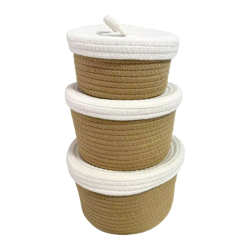 Hoiukorv koos kaanega-01, puuvillane lõng, kaasaegne minimalistlik stiil, sobib aluspesule, kaugjuhtimispultidele, kontoritarveteks, kosmeetikale ja ehete ning kaablite jaoks