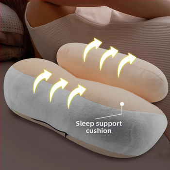 POE grūtnieču spilvens – divpusēja izmantošana sānu gulēšanai visos grūtniecības posmos; konfektes formas; pildījums poliestera šķiedra; minimālistisks stils