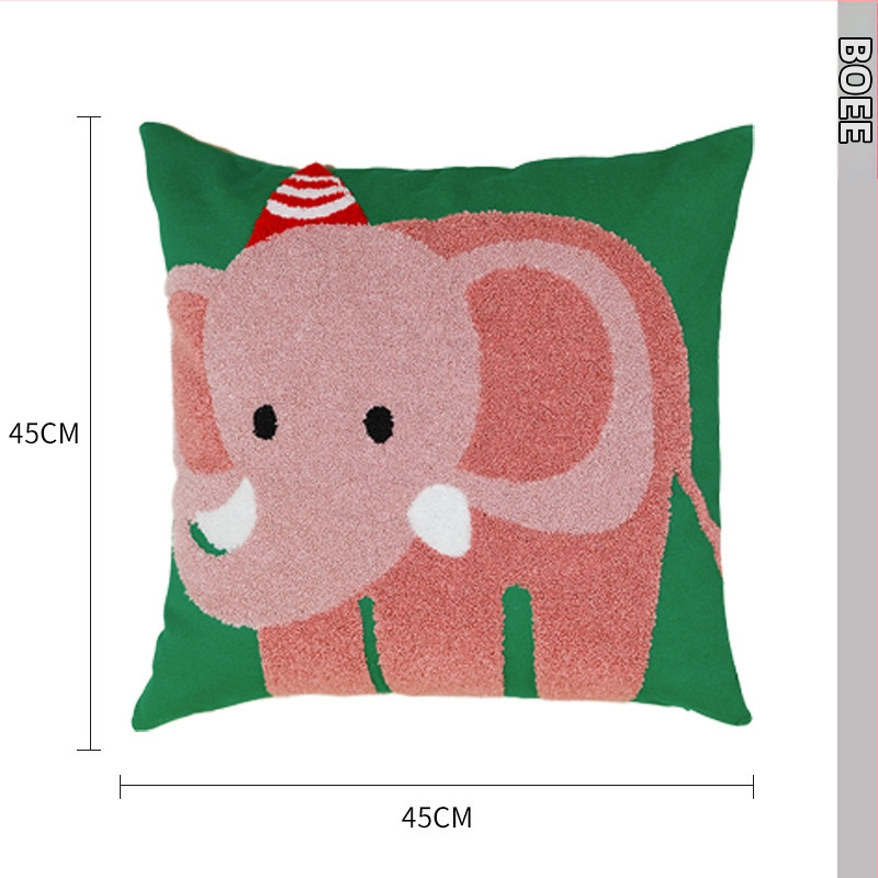 Karikatuursete loomade õmblustega padjapüür, puuvillane kate, PP-puuvillaga täidis, sisemine tuum kaasas