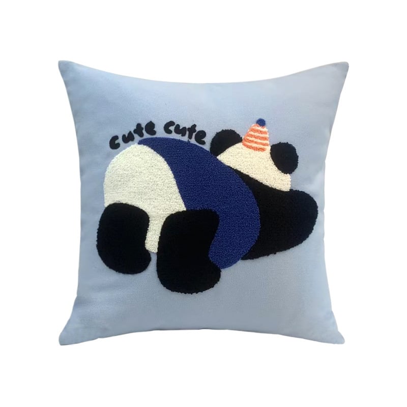 Възглавница с карикатурни животни и бродерия, калъф от памучна материя, пълнеж PP памук, с включено вътрешно ядро