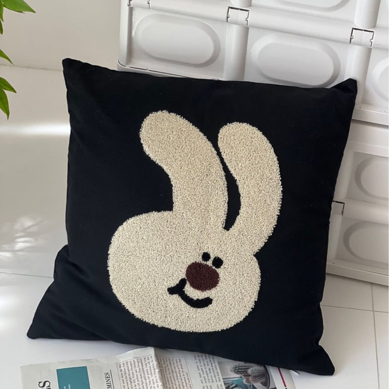Възглавница с карикатурни животни и бродерия, калъф от памучна материя, пълнеж PP памук, с включено вътрешно ядро
