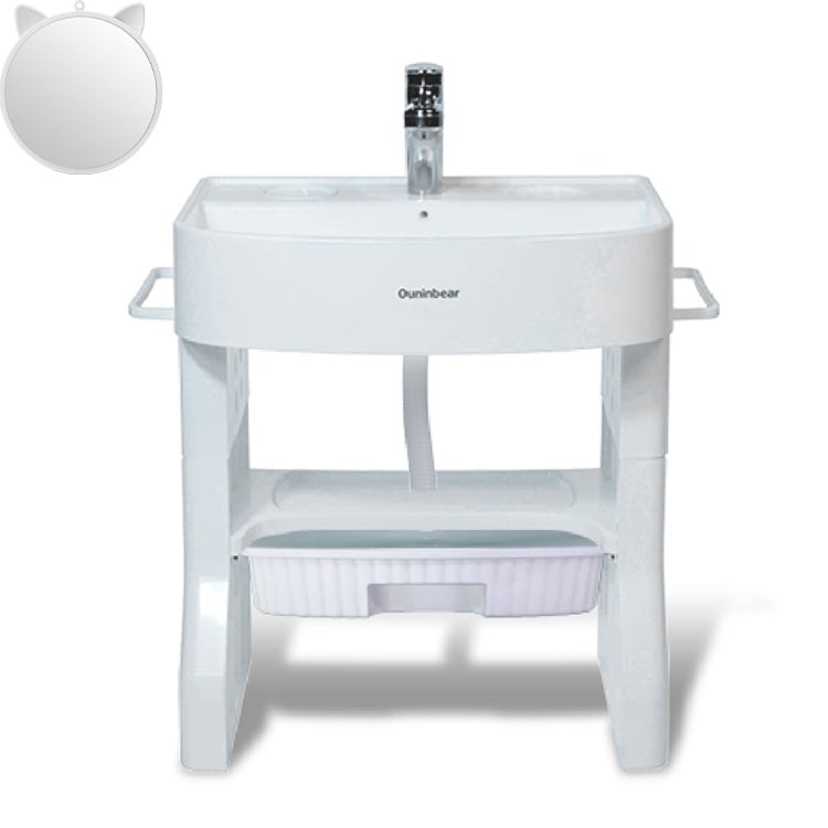 OUNINBEAR Детска стояща мивка за миене на ръце и лице с тренировка за миене на зъби — PP пластмаса; печат на лого; персонализиране; лицензиран частен етикет