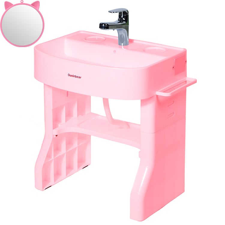 OUNINBEAR Детска стояща мивка за миене на ръце и лице с тренировка за миене на зъби — PP пластмаса; печат на лого; персонализиране; лицензиран частен етикет